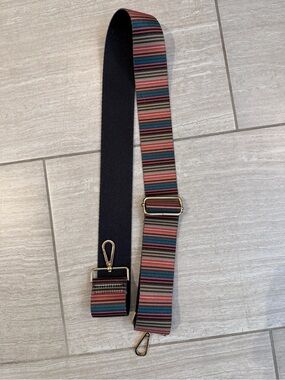 Striped Multicolor Adjustable Guitar-Style Bag Strap - Black Backing